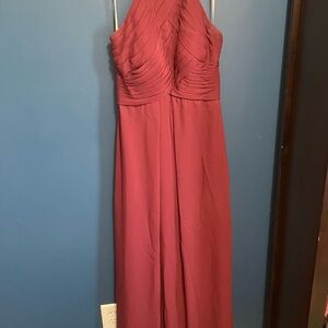 Elegant Burgundy Halter Bridesmaids Dress